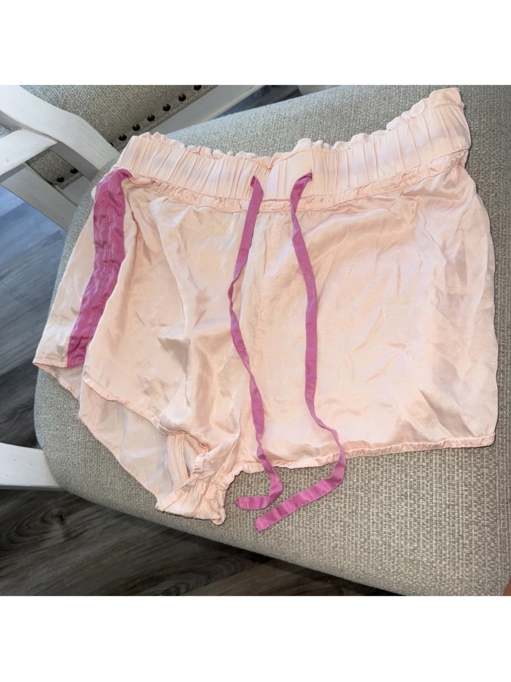 Morgan Lane Women's Pink Silk Katelyn Fiona Pajama Lounge Shorts M Drawstring